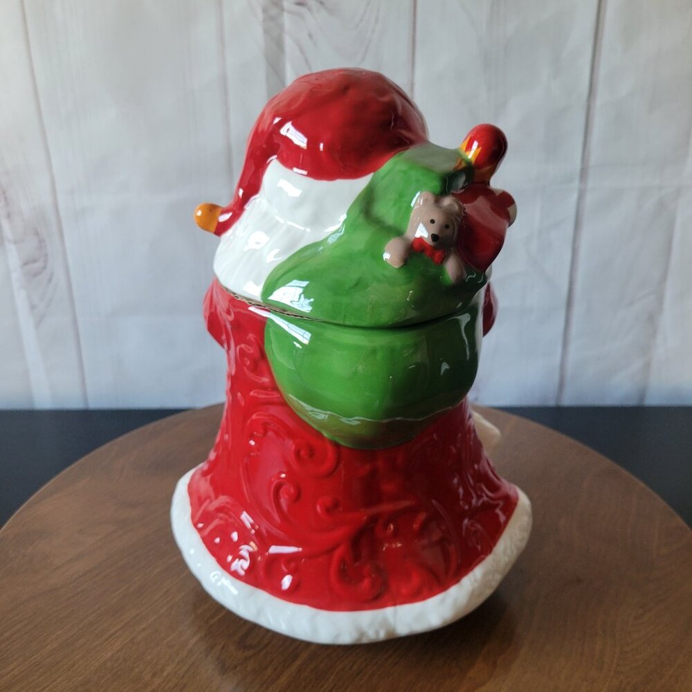 African American Black Santa Ceramic Cookie Candy Jar Santa’s Christmas Workshop - Picture 3 of 9